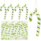 8Stck Glitzer Zuckerstangen Weihnachtsbaum Deko Grasgrün,13CM Zuckerstangen Deko Weihnachten Anhänger Christbaumschmuck Grün Weihnachtsbaumanhänger Zuckerdekor Weihnachtsdekoration Baumschmuck