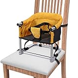 Portable Boostersitz Baby Sitzerhöhung Hochstuhl Faltbar Kindersitz mit Transporttasche für Indoor Outdoor und Unterwegs(Gelb)