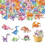 Dokeno 50 Stück Dinosaur Cupcake Toppers,Tortendeko Essbar,Dinosaurier Topper Dinosaur Tortendeko Geburtstag Dino Muffin Deko Dino Thema Geburtstagstorte Dekoration für Kinder Geburtstag Party