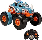 Hot Wheels Monster Trucks Ferngesteuertes Auto, umbaubarer Rhinomite im Maßstab 1:12 mit Race Ace Spielzeugtruck im Maßstab 1:64, lässt Sich in einen Starter umbauen, HPK27