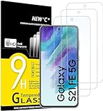NEW'C 3 Stück Displayschutzfolie aus Hartglas für Samsung Galaxy S21 FE 5G, ohne Luftblasen, sehr robust (0,33 mm HD Ultra Transparent), Härtegrad 9H Glas