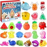 Chennyfun Mochi Squishies Adventskalender 2024 für Kinder, 24 Mochi Squishies für 24 Tage Countdown Adventskalender, Mochi Mini Weihnachten Squeeze Spielzeug für Kinder und Erwachsene