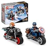 LEGO 76260 Marvel Captain America & Black Widow Motorräder, Avengers: Age of Ultron Set, Motorrad Spielzeug für Kinder zum Bauen und Sammeln mit Figuren, Geschenk für Jungen und Mädchen ab 6 Jahren