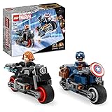 LEGO 76260 Marvel Captain America & Black Widow Motorräder, Avengers: Age of Ultron Set, Motorrad Spielzeug für Kinder zum Bauen und Sammeln mit Figuren, Geschenk für Jungen und Mädchen ab 6 Jahren
