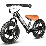 KRIDDO Kinder Laufrad ab 2 Jahren, Lauflernrad Spielzeug für 18 Monate bis 5 Jahre, 12-Zoll mit individualisierbarem Schild, Geschenk Fahrrad Jungs und Mädchen, Baby Balance Bike(2-3 Jahre), Schwarz