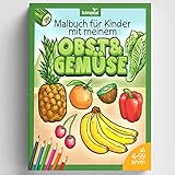 Malbuch für Kinder mit meinem Obst und Gemüse: Welche Farbe ist die richtige zum Ausmalen? Ein Ausmalbuch für Kinder ab 4 Jahren für Mädchen und Jungen.