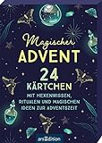 Magischer Advent: 24 Kärtchen mit Hexenwissen, Ritualen und magischen Ideen zur Adventszeit | Adventskalender-Kartenbox für Erwachsene in schönem Design