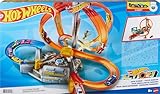 Hot Wheels Autorennbahn Mega Crash Superbahn, mit Looping Tracks und Kurven, inkl. 1 Spielzeugauto und 2 Starter, Auto Spielzeug, Spielzeug ab 6 Jahre, CDL45