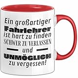 Fahrlehrer Abschied Geschenk Tasse Abschiedsgeschenk für Fahrlehrer Hart Zu Finden Schwer Zu Verlassen (Rot)