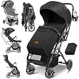 KIDIZ® Kinderwagen Kinderbuggy klappbar Liegebuggy Sportwagen Faltbar 360° Räder 5-Punkt Gurt Inkl. Fußsack, Getränkehalter, Regenabdeckung & Moskitonetz verstellbare Rückenlehne & Sonnenverdeck
