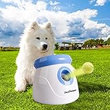 Pet Prime Automatischer Ballwerfer, Hunde Ball Interaktive Ballwurfmaschine Hunde 3 Tennisbälle Inklusive, Interaktive Ballwurfmaschine für Kleine Hunde - Mini Style(White)