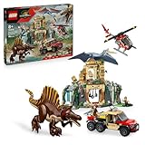 LEGO Jurassic World Spinosaurier & Quetzalcoatlus: Hubschrauber-Einsatz – 2 Spielzeug-Dinosaurier, Hubschrauber, LKW und 4 Minifiguren – Geschenk für Jungen und Mädchen ab 8 Jahren – 76976