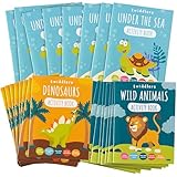 THE TWIDDLERS 24er Set Mini Rätselbücher für Kinder (4-8 Jahre) - Tier Malbücher als Mitgebsel für Kindergeburtstag und Partytüten, A6