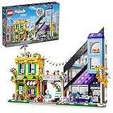 LEGO Friends Downtown Flower and Design Stores 41732, baubares Spielzeug-Set mit Wohnung und Geschäften, Modell zum Anpassen, Dekorieren und Ausstellen, inkl. 9 Zeichen, ab 12 Jahren