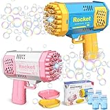 Seifenblasenpistole Kinder, 2 stück 40 Loch Bubble Machine Gun mit 4 Flaschen SeifenblasenflüSsigkeit, Seifenblasen Pistole für Hochzeit Kinder Im Alter Von 4–8 Jahren