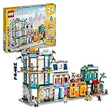 LEGO Creator 3-in-1 Hauptstraße zu Art-déco-Hochhaus oder Marktstraße Modellbau-Set, Konstruktionsspielzeug mit Hotel, Café, Wohnungen und Geschäften, Kreativer Modellbausatz 31141