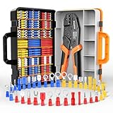 Crimpzange Set, Kabelschuhzange mit Ratschenmechanik + 425 farbcodierte Kabelverbinder (0,5-6mm²) – Komplettset für Auto, Elektroinstallation & Heimwerker
