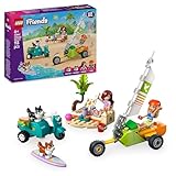 LEGO Friends Strandabenteuer mit Hunden, Bauspielzeug für Mädchen ab 6 Jahren, Tier Spielset mit 2 Minifiguren und 2 Corgi Figuren, Geschenk für kreative Kinder, Abenteuer Bauset mit Surfbrett 42641
