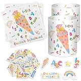 20 Stück Servietten Einschulung + 12 Windlicht + 50 Konfetti Streudeko Tischdeko, Endlich Schulkind 2025 Deko, Schulanfang Deko Junge Mädchen, Schuleinführung Geschenk, Einschulungsdeko mit Schultüte