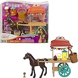 Dreamworks Spirit GXF69 - 'Spirit - frei und ungezähmt' Miradero Festivalstand mit rollenden Rädern, Überdachung, 12,7 cm großem Pony und passendem Zubehör, tolles Geschenk für Kinder ab 3 Jahren