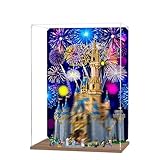 Acryl-Vitrine für Lego 43222 Schlossmodell, 3 mm staubdichte Schaukasten, Vitrine kompatibel mit Lego 43222 (Modell nicht im Lieferumfang enthalten) (Hintergrund 3 mm Holzsockel)