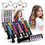 Magicat Haarkreide für Mädchen Deluxe Set 2026 I 10 Farben & 5 Haargummis I Kinder Haarfarbe auswaschbar, Kinderschminke Fasching & Schminke Karneval, Faschingsschminke Kinder, Haarschmuck Karneval