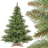 FairyTrees Weihnachtsbaum künstlich 180cm NORDMANNTANNE mit Christbaum Holzständer | TESTSIEGER Tannenbaum künstlich mit grünem Stamm | Made in EU