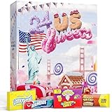 UMBRELLA® USA Adventskalender 2024 mit Amerikanischen Süßigkeiten [ORIGINAL US CANDY] - Adventskalender 2024 für Kinder, Frauen & Männer - US Sweets Adventskalender - USA Süßigkeiten (24 USA Sweets)