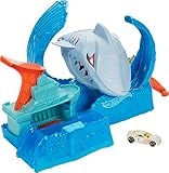 Hot Wheels GJL12 - Robo-Hai-Angriff Spielset mit 1 Hot Wheels Fahrzeug mit Farbwechsel Effekt, Spielzeug Autorennbahn ab ab 5 Jahren