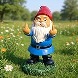 Guidre Gartenzwerge, Gartenornamente, für den Außenbereich, doppelte Mittelfinger-Zwerge, 14 cm, freche Harz-Zwerg, Statue für Rasen, Outdoor-Dekorationen für Terrasse, Einweihungs-Gartengeschenk