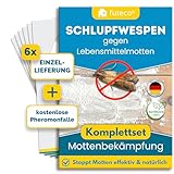 Futeco® - Schlupfwespen gegen Lebensmittelmotten - 6 Karten à 1 Lieferung + 2X Pheromonfalle - Lebensmittel Motten erfolgreich bekämpfen - Alternative zu Mottenspray, Mottenfalle