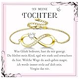 PDTU Geschenk für Tochter, Tochter Geschenke von Mama Unendlichkeitszeichen Armband Damen Gold Silber 925, An Meine Tochter Armband Geschenke für Tochter Muttertag Geburtstag Weihnachten Abschluss