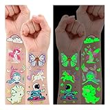 Leesgel Tattoos für Kinder, 140 Stück Leucht Kindertattoos Sticker für Kindergeburtstag Gastgeschenke, Mitgebsel Kindergeburtstag Party Giveaways Kleine Geschenke Halloween Kinder Deko