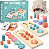 Atoylink Montessori Mathe Spielzeug, Zahlen Lernen Holzspielzeug, Zahl und Zählung Motorikspielzeug, Zählen Lernspielzeug Lernspiele Steckspiel Geschenk für Kinder Junge Mädchen 2 3 4 5 6 Jahre