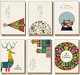48 x recycelte Weihnachtskarten mit modernem skandinavischem Design
