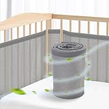WYSWYG® Baby Nestchen Bettumrandung Babybett Umrandungen 70x140 cm Kinderbett - Hochwertiges Mesh Atmungsaktives Beistellbett - Gitterschutz Crib Schutz vor Einklemmen - Grau