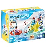 PLAYMOBIL 1.2.3 Aqua 70635 Badeinsel mit Wasserrutsche, Schwimmfähiges Badewannenspielzeug für Kleinkinder, Erstes Spielzeug für Kinder ab 1,5 bis 4 Jahre