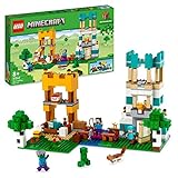 LEGO 21249 Minecraft Die Crafting Box 4.0, 2in1-Set zum Bauen, Türme am Fluss oder Katzenhütte, mit den Figuren Alex, Steve, Creeper und Zombie-Mobs, Actionspielzeug für Kinder, Jungen und Mädchen
