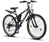 Licorne Bike Guide Premium Mountainbike in 20, 24, 26, 27.5 und 29 Zoll Fahrrad für Mädchen Jungen Herren und Damen (26 Zoll, Schwarz/Rot/Grau)
