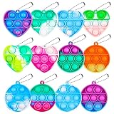 Smilcloud 12 Stück Mini Pop Bubble Fidget Schlsselanhnger Silikon Sensory Toy Mini Pop Pop Push Schlsselbund Set Popit Keychain für Erwachsene und Kinder (Zufällige Farbe)