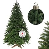 Hochwertiger künstlicher Weihnachtsbaum 180cm mit Holzfuß - Premium Weihnachtsbaum künstlich mit dichtem 3D PVC Nadelkleid, Schnellaufbau, Tannenbaum künstlich als Weihnachtsdeko