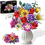 PLAXSOON Blumen Bauspielzeug für Erwachsene, 18 Blumen Valentinstag Rosen Bausteine, Botanical Collection Bauklotz Spielzeug Pflanzen Home Deko 1015 Stück, Geschenk für Freundin Freund Mädchen 6+