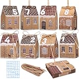 Adventskalender zum Befüllen - 24 Häuser-Schachteln zum Selber Basteln - kleine Geschenkboxen DIY Bastelset zum Aufhängen oder Aufstellen mit Zahlenaufklebern - für Kinder & Erwachsene