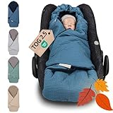 ULLENBOOM Einschlagdecke Babyschale, 100% OEKO-TEX Materialien, Ideal für Herbst und Winter, Blau (Made in EU) - Babydecke für Kindersitz oder Kinderwagen, kuschelige Decke für Babys