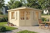Alpholz 5-Eck Gartenhaus Monica Royal aus Massiv-Holz, Gerätehaus mit 28 mm Wandstärke, Garten Holzhaus inklusive Montagematerial, Geräteschuppen Größe: 350 x 350 cm, Spitzdach