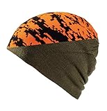K & S Wendemütze Jagd Orange Signalcamo/Olivgrün Sichtbarkeit Drückjagd Treibjagd Beanie Mütze