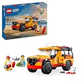 LEGO City Einsatzfahrzeug der Rettungsschwimmer - Geländewagen Spielzeug mit 2 Minifiguren und Hai - Bauset für Mädchen und Jungen ab 6 Jahren - Geschenkidee für Surfer und Wassersportfans 60453