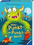 Ravensburger Mein monsterstarker Von-Punkt-zu-Punkt-Block - 100 lustige Motive zum Zahlen verbinden und Ausmalen, Rätselblock ab 5 Jahre, Geschenke für Kinder