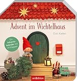 Advent im Wichtelhaus: Ein Adventskalender mit 24 Klappen | Hochwertiger Aufsteller in Häuschenform mit 24 Klappen für alle kleinen Wichtelfreunde