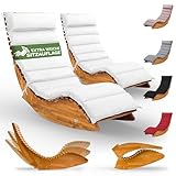 Casaria® 2X Sonnenliege inkl. Auflage 2 Personen Creme Klappbar Wetterfest Holz Garten Liege Ergonomisch 160kg Belastbarkeit FSC®-Zertifiziert Schwungliege Set Balkon 195x60cm